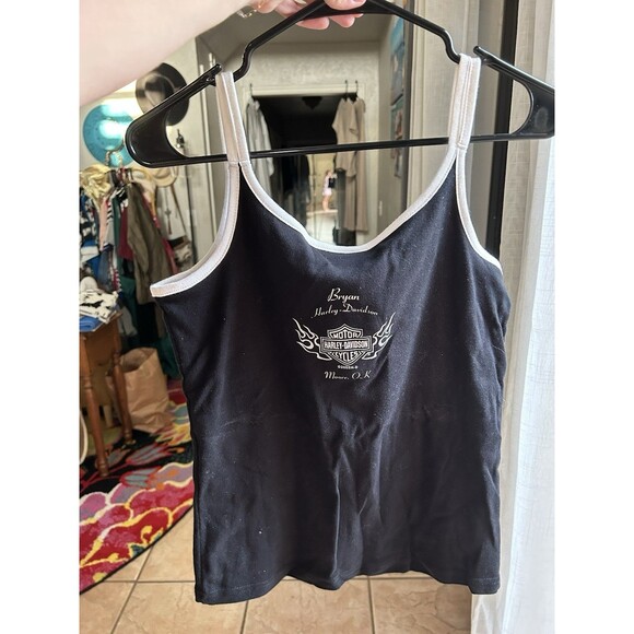 Y2K NEW Harley Davidson Tank Top Spaghetti Strap Built In Bra Size L - Picture 2 of 4